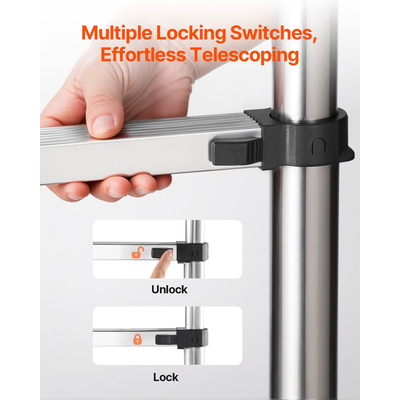 VEVOR Telescoping Ladder Stainless Steel Extension Step 16,5ft Portable Ladders