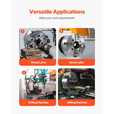 VEVOR 10 σε αυτοκεντρικό τσοκ τόρνου 4 σιαγόνων για μηχανή φρεζαρίσματος διάτρησης τόρνου