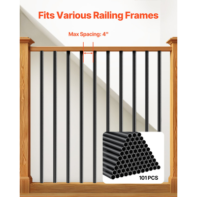 Κάγκελα σκάλας VEVOR 101 Πακέτο 32 σε άξονες αλουμινίου με βίδες/καπάκια ράγας