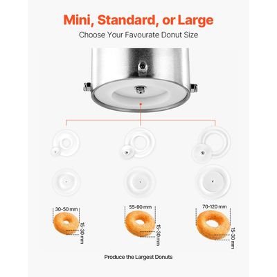 VEVOR Εμπορική Αυτόματη Μηχανή Ντόνατς Μονής Σειράς 90 τεμ./ώρα