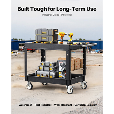 VEVOR 2-shelf Utility Cart 550 lbs 37 x 25,4 ιντσών Cart Service with Wheels