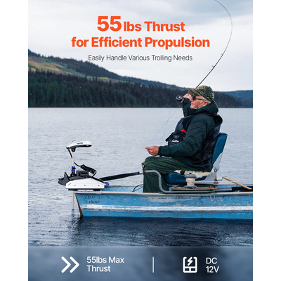 VEVOR 55lb 12V Thrust Electric Motor Trolling Κινητήρας θαλασσινού νερού Άξονας 54