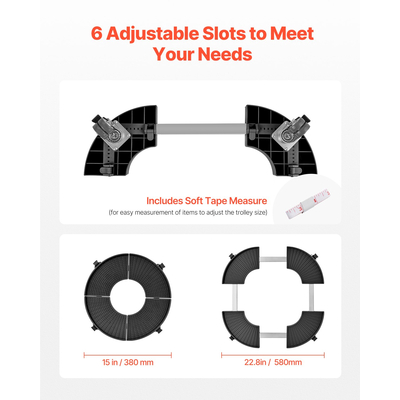 VEVOR Κάδος απορριμμάτων Dolly with Wheels 15-22,8 σε ρυθμιζόμενο στρογγυλό έπιπλο Dolly