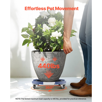 VEVOR Στρογγυλός κάδος απορριμμάτων Dolly με ρόδες 15-22,8 σε ρυθμιζόμενο πλαστικό κάδο Dolly