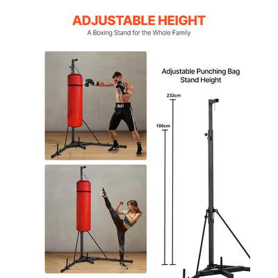 VEVOR Heavy Duty Punching Bag Πλαίσιο Boxing Fitness Stand Ατσάλινο ρυθμιζόμενο ύψος