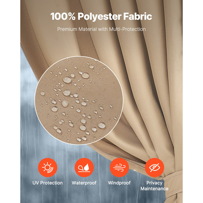 VEVOR Κουρτίνα Κιόσκι Privacy 10&#039; x 10&#039; x 6,7&#039; Αδιάβροχες Κουρτίνες Κιόσκι Χακί