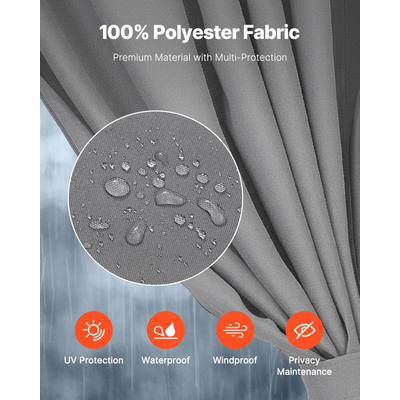 VEVOR Κουρτίνα Κιόσκι Privacy 10&#039; x 10&#039; x 6,7&#039; Αδιάβροχες κουρτίνες κιόσκι Γκρι