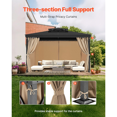 VEVOR Κουρτίνα Κιόσκι Privacy 12&#039; x 10&#039; x 7,3&#039; Αδιάβροχες Κουρτίνες Κιόσκι Χακί