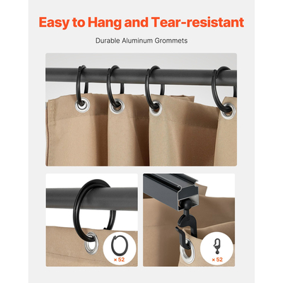 VEVOR Κουρτίνα Κιόσκι Privacy 12&#039; x 10&#039; x 6,7&#039; Αδιάβροχες Κουρτίνες Κιόσκι Χακί