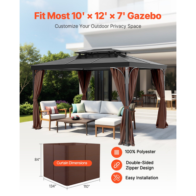 Κουρτίνα απορρήτου VEVOR Gazebo 12&#039; x 10&#039; x 7&#039; Αδιάβροχες κουρτίνες Gazebo Coffee