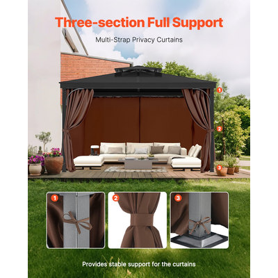 Κουρτίνα απορρήτου VEVOR Gazebo 12&#039; x 10&#039; x 7&#039; Αδιάβροχες κουρτίνες Gazebo Coffee