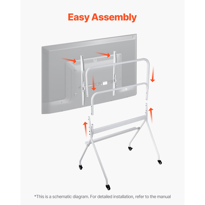 Βάση τηλεόρασης VEVOR Rolling TV Cart για φορητή τηλεόραση, χωρητικότητα έως 198 λίβρες για οθόνες 35-100 ιντσών