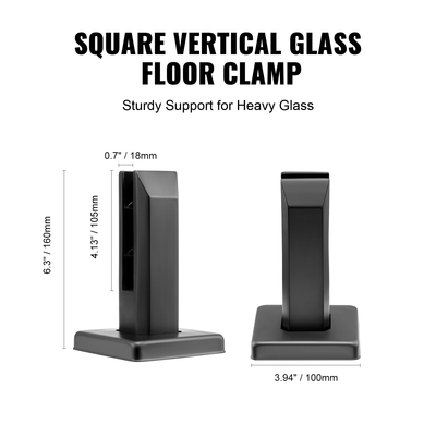 VEVOR Glass Clamp 10 PCS Τετράγωνο στήριγμα κιγκλιδώματος για 0,31 "-0,47" Γυάλινο μαύρο