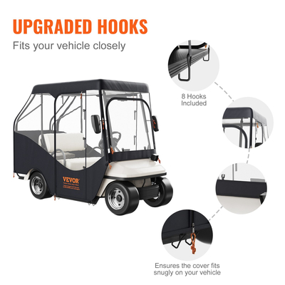 Περίβλημα VEVOR Golf Cart, 420D Polyester Driving Condition με διαφανή παράθυρα 4 όψεων, 4 καλύμματα Passenger Club Car Universal Ταιριάζει στα περισσότερα καρότσια επώνυμων, αντηλιακό και ανθεκτικό στη σκόνη κάλυμμα εξωτερικού καροτσιού