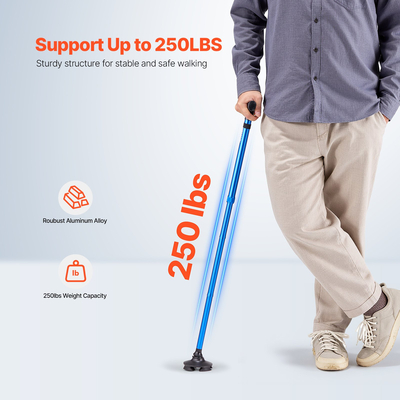 VEVOR Πτυσσόμενο μπαστούνι περπατήματος 8 επιπέδων ύψους 4 οδών Περιστρεφόμενη βάση