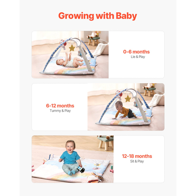 VEVOR Baby Play Gym Mat Tummy Time Activity Mat με 6 Sensory Toy 35,0" x 35,0