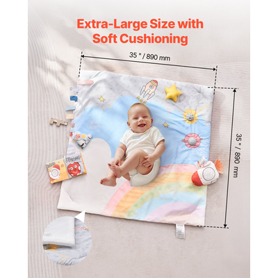 VEVOR Baby Play Gym Mat Tummy Time Activity Mat με 6 Sensory Toy 35,0" x 35,0