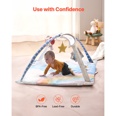 VEVOR Baby Play Gym Mat Tummy Time Activity Mat με 6 Sensory Toy 35,0" x 35,0