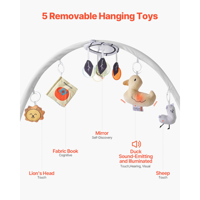 VEVOR Baby Play Gym Mat Tummy Time Activity Mat με 5 Sensory Toy 39,1" x 32,7