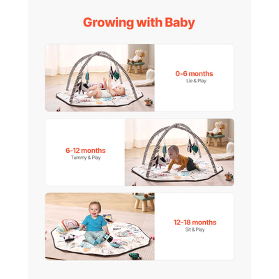 VEVOR Baby Play Gym Mat Tummy Time Activity Mat με 6 Sensory Toy 41,7" x 41,7
