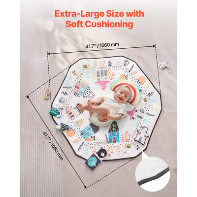 VEVOR Baby Play Gym Mat Tummy Time Activity Mat με 6 Sensory Toy 41,7" x 41,7