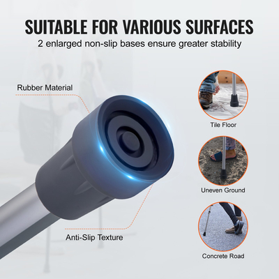 VEVOR πατερίτσες μασχάλης 13 επιπέδων ρυθμιζόμενο ύψος κάτω από το χέρι Πατερίτσες περπατήματος