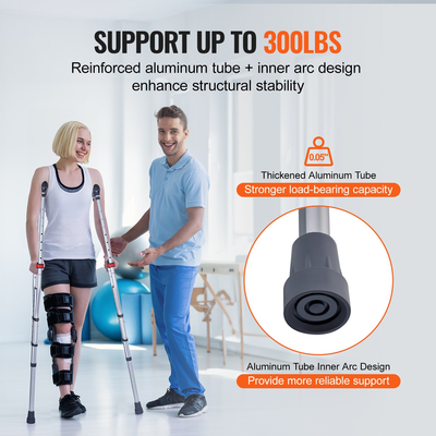 VEVOR πατερίτσες μασχάλης 13 επιπέδων ρυθμιζόμενο ύψος κάτω από το χέρι Πατερίτσες περπατήματος