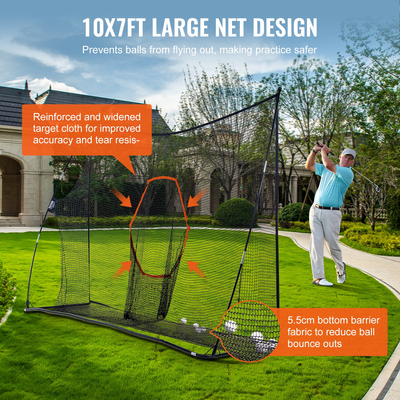 VEVOR Golf Practice Hitting Net, τεράστιο δίχτυ γκολφ 10,8x7ft, Προσωπική εμβέλεια οδήγησης για εσωτερική χρήση σε εξωτερικούς χώρους, φορητό οικιακό βοήθημα γκολφ με πλαίσιο Target/Fiberglass/Carry Bag, Δώρο για άνδρες, Λάτρεις του γκολφ