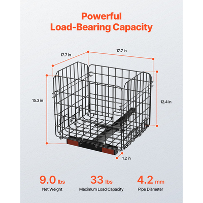 VEVOR Scooter Πίσω καλάθι Πτυσσόμενο καλάθι 1 ιντσών Receiver Pride Mobility Scooter