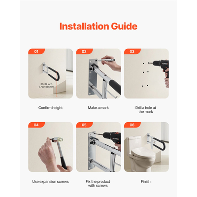 VEVOR Πτυσσόμενη ράγα ασφαλείας 30 σε 300 λίβρες χωρητικότητας φόρτωσης με θήκη χαρτιού