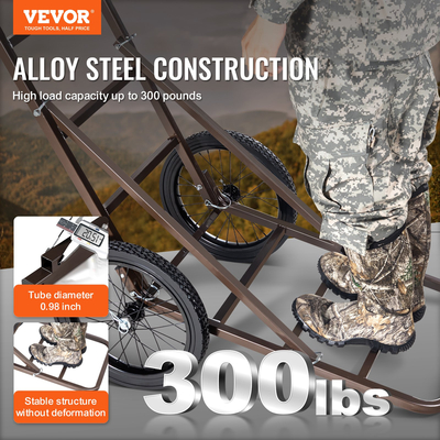 VEVOR Folding Deer Cart Game Hauler Utility Gear Dolly 300 LBS Capacity