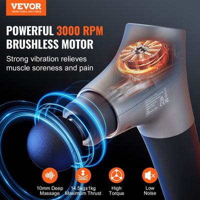 VEVOR Πιστόλι μασάζ Deep Tissue Percussion Muscle Massager με 6 ταχύτητες 4 κεφαλές