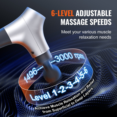VEVOR Πιστόλι μασάζ Deep Tissue Percussion Muscle Massager με 6 ταχύτητες 4 κεφαλές