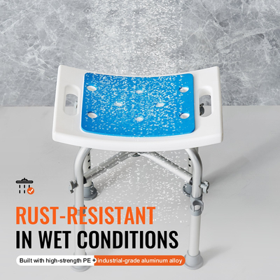 Καρέκλα ντους VEVOR, Σκαμπό ντους ρυθμιζόμενου ύψους με στήριξη σταυρωτή ράβδος, κάθισμα ντους για εσωτερικό ντους ή μπανιέρα, αντιολισθητικό πάγκο σκαμπό μπανιέρας για ηλικιωμένα άτομα με ειδικές ανάγκες, Χωρητικότητα 226,8 kg