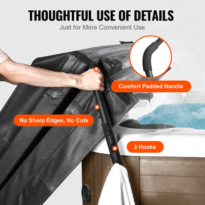 VEVOR Hot Tub Cover Lift, Spa Cover Lift, Ύψος 800 - 1050 mm Πλάτος 1450 - 2350 mm Ρυθμιζόμενο, Τοποθετημένο από κάτω και στις δύο πλευρές, Κατάλληλο για διάφορα μεγέθη ορθογώνιων μπανιέρων, υδρομασάζ, σπα