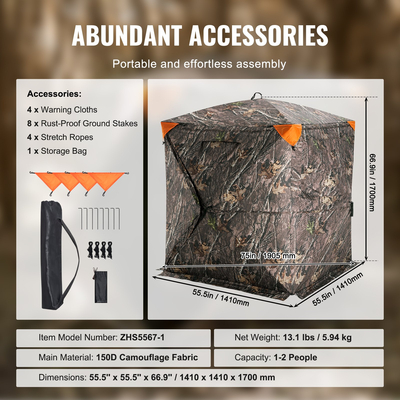 VEVOR Hunting Blind 270° See Through Ground Blind One-Way Mesh για 1-2 άτομα