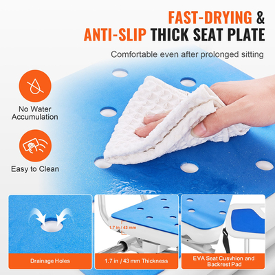 Καρέκλα ντους πάγκου μεταφοράς συρόμενης μπανιέρας VEVOR με περιστρεφόμενο κάθισμα 360 μοιρών 400LBS