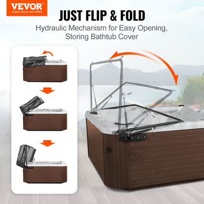 VEVOR Hot Tub Cover Lift, Spa Cover Lift, Υδραυλικό, Πλάτος 69" - 96,5" Ρυθμιζόμενο, Εγκατεστημένο και στις δύο πλευρές στο επάνω μέρος, Κατάλληλο για διάφορα μεγέθη ορθογώνιων μπανιέρων, υδρομασάζ, σπα
