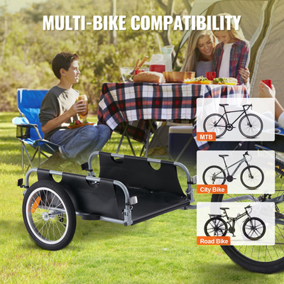 VEVOR Bike Cargo Trailer, χωρητικότητα 100 lbs, βαρέως τύπου καρότσι ποδηλάτου, αναδιπλούμενο συμπαγές χώρο αποθήκευσης & γρήγορη απελευθέρωση με γενικό κοτσαδόρο, τροχοί 16", ασφαλείς ανακλαστήρες, χωράει σε τροχούς ποδηλάτου 22"-28
