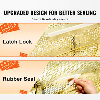 VEVOR Raffle Drum, 11,6 x Ø7,48 ιντσών Brass Plated Ticket Raffle Spinning Cage, Χωράει 2500 εισιτήρια ή 100 μπάλες πινγκ πονγκ, μεταλλικό σχέδιο λοταρίας με ξύλινη περιστροφική λαβή, για κάλπες Bingo Pa