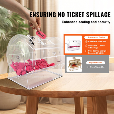VEVOR Acrylic Raffle Drum, Χωράει 10000 Tickets ή 300 Raffle Balls, Professional Raffle Ticket Spinning Cage with 2 Keys, Transparent Lottery Spinning Drawing, Raffle Ticket Box for Games Lottery Bing