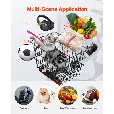 VEVOR Scooter Rear Basket Καλάθι βαρέως τύπου Mobility with Handle 1 in Receiver