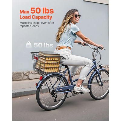 VEVOR Πίσω Καλάθι Ποδηλάτου Μεταλλικό Καλάθι Ποδηλάτου Ανακλαστικό κάλυμμα πίσω φωτός