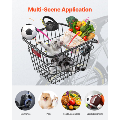 VEVOR Πίσω Καλάθι Ποδηλάτου Μεταλλικό Καλάθι Ποδηλάτου Ανακλαστικό κάλυμμα πίσω φωτός