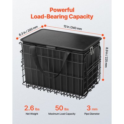 VEVOR Πίσω Καλάθι Ποδηλάτου Πτυσσόμενο Καλάθι Ποδηλάτου Δίχτυ Φορτίου Αδιάβροχο κάλυμμα