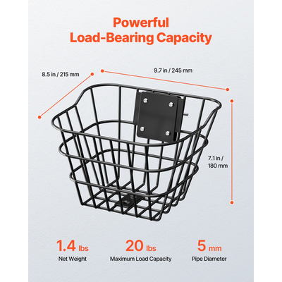 Μπροστινό καλάθι ποδηλάτου VEVOR Καλάθι ηλεκτρικό σκούτερ με σταθερό στήριγμα για παιδιά/ενήλικες