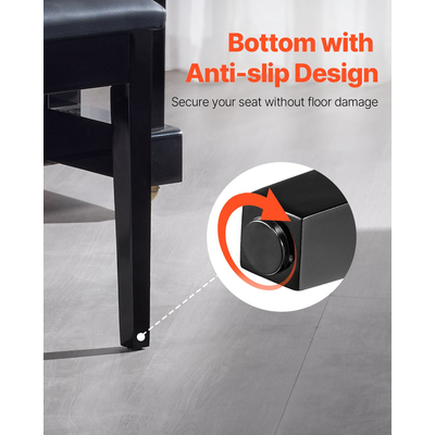 VEVOR Duet Πληκτρολόγιο πιάνου Πάγκος Αποθήκευση Κάθισμα με επένδυση Ξύλινο Σκαμπό βιβλιοθήκης νεσεσέρ