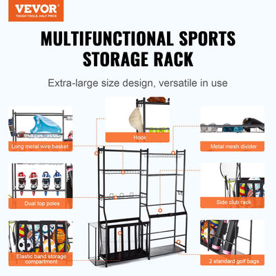 VEVOR Golf Storage Garage Organizer 2 Βάση για τσάντες γκολφ Club Rack Ball Cart