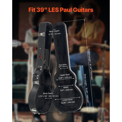 VEVOR σκληρή θήκη ηλεκτρικής κιθάρας 41.34 σε με κλειδαριά και κλειδί για κιθάρες LES Paul