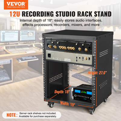 VEVOR 12U AV Rack Stand 500 lbs Χωρητικότητα Δικτύου Stereo Recording Studio Rack